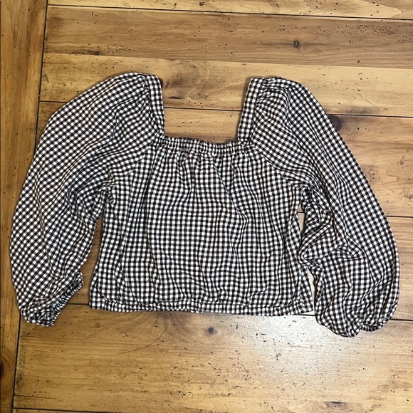 Madewell Plaid Puff Sleeve button down top size M - Picture 5 of 15
